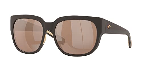 Costa Del Mar Women's Water Woman II Polarized Square Sunglasses, Matte Black/Copper Silver Mirrored Polarized-580G, 58 mm