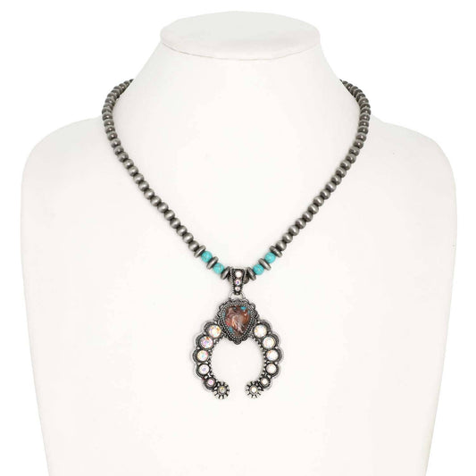 SP Sophia Collection - Western Turquoise Navajo Beaded Pendant Necklace
