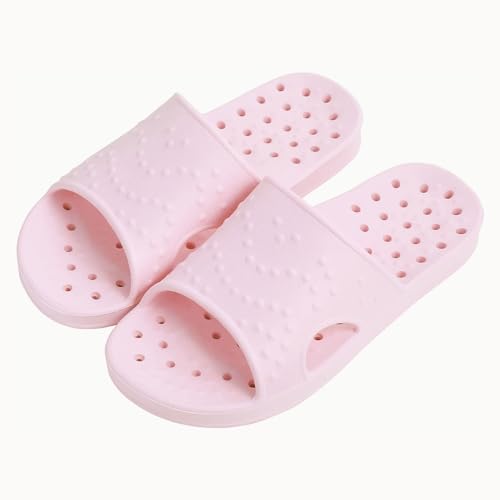 shevalues Shower Shoes for Women with Arch Support Quick Drying Pool Slides Lightweight Beach Sandals with Drain Holes, Pink 8-9 Women / 6.5-7.5 Men