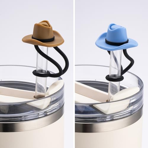 Straw Cover Cap for Stanley Cup 30 40 oz, Silicone Straw Toppers Cowboy Hat, Tumbler Cup Accessories for 10mm Straw Cute Gifts for Women