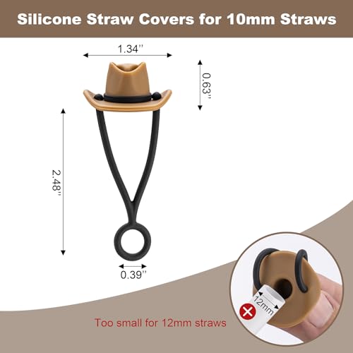 Straw Cover Cap for Stanley Cup 30 40 oz, Silicone Straw Toppers Cowboy Hat, Tumbler Cup Accessories for 10mm Straw Cute Gifts for Women