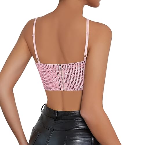 Sparkly Sequin Spaghetti Strap Crop Top