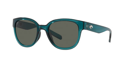 Costa Del Mar Women's Salina Rectangular Sunglasses, Teal/Polarized Grey 580G, 53 mm