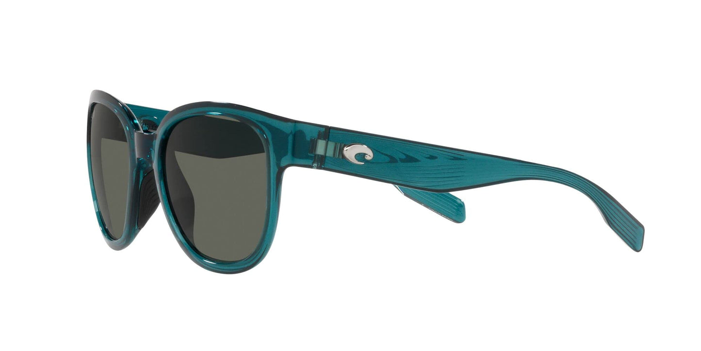 Costa Del Mar Women's Salina Rectangular Sunglasses, Teal/Polarized Grey 580G, 53 mm