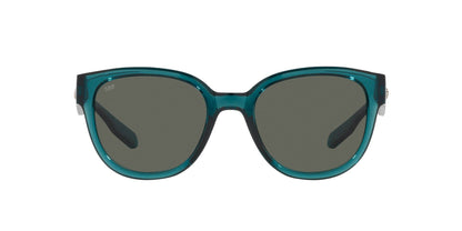 Costa Del Mar Women's Salina Rectangular Sunglasses, Teal/Polarized Grey 580G, 53 mm