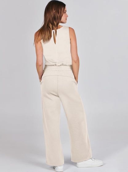 Romper Sleeveless Wide Leg Long Pants