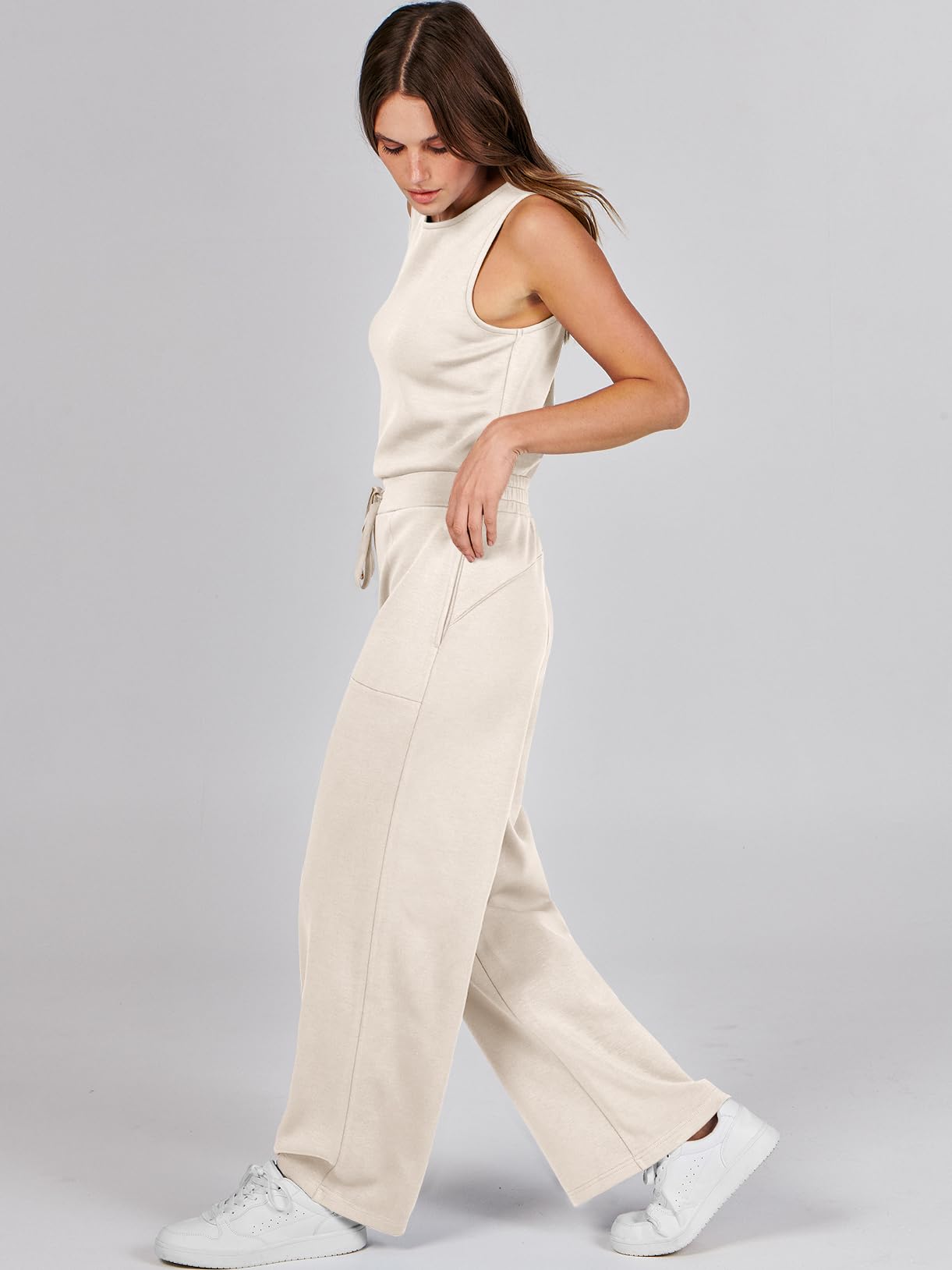 Romper Sleeveless Wide Leg Long Pants