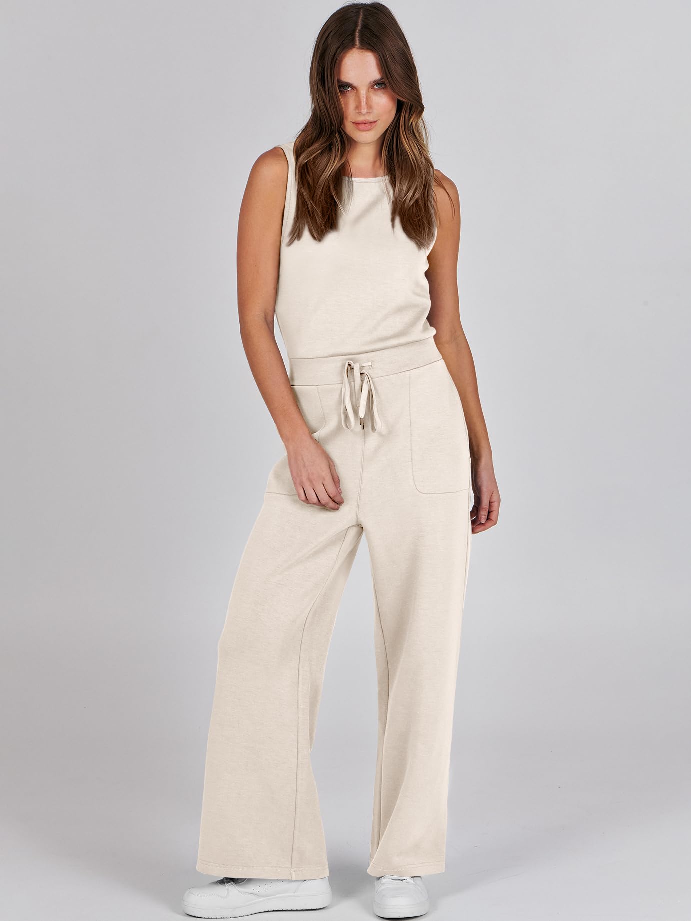 Romper Sleeveless Wide Leg Long Pants