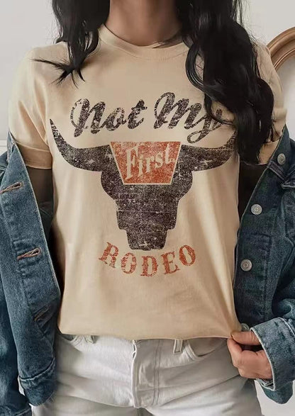 Not My First Rodeo Steer Skull T-Shirt Tee