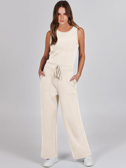 Romper Sleeveless Wide Leg Long Pants