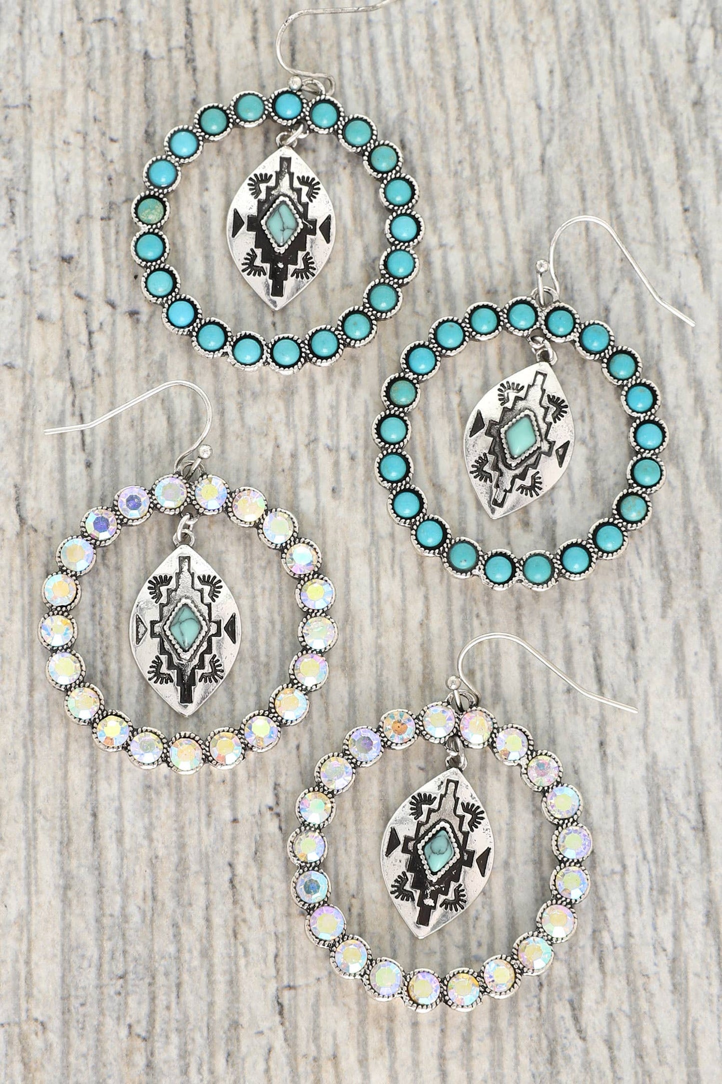 SP Sophia Collection - Western Turquoise Open Circle Drop Earrings: Iridescent