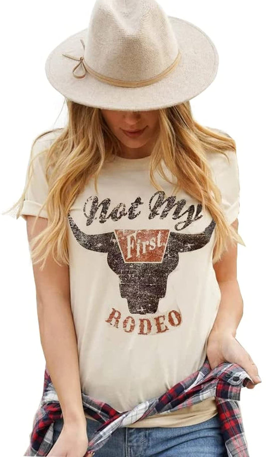 Not My First Rodeo Steer Skull T-Shirt Tee