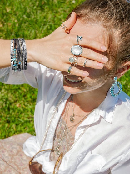 3 Pcs Western Boho Pendant Long Choker, Faux Leather Layered Bracelet, Dangle Earrings