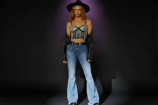 Rhinestone Bustier Crop Top - Corset Style Glam Top