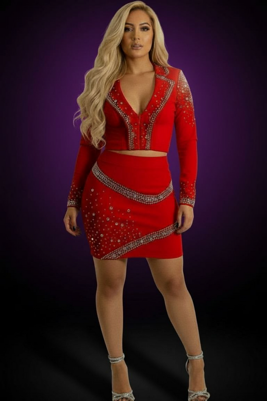 Embellished Skort - Sparkle Mini Skirt with Shorts