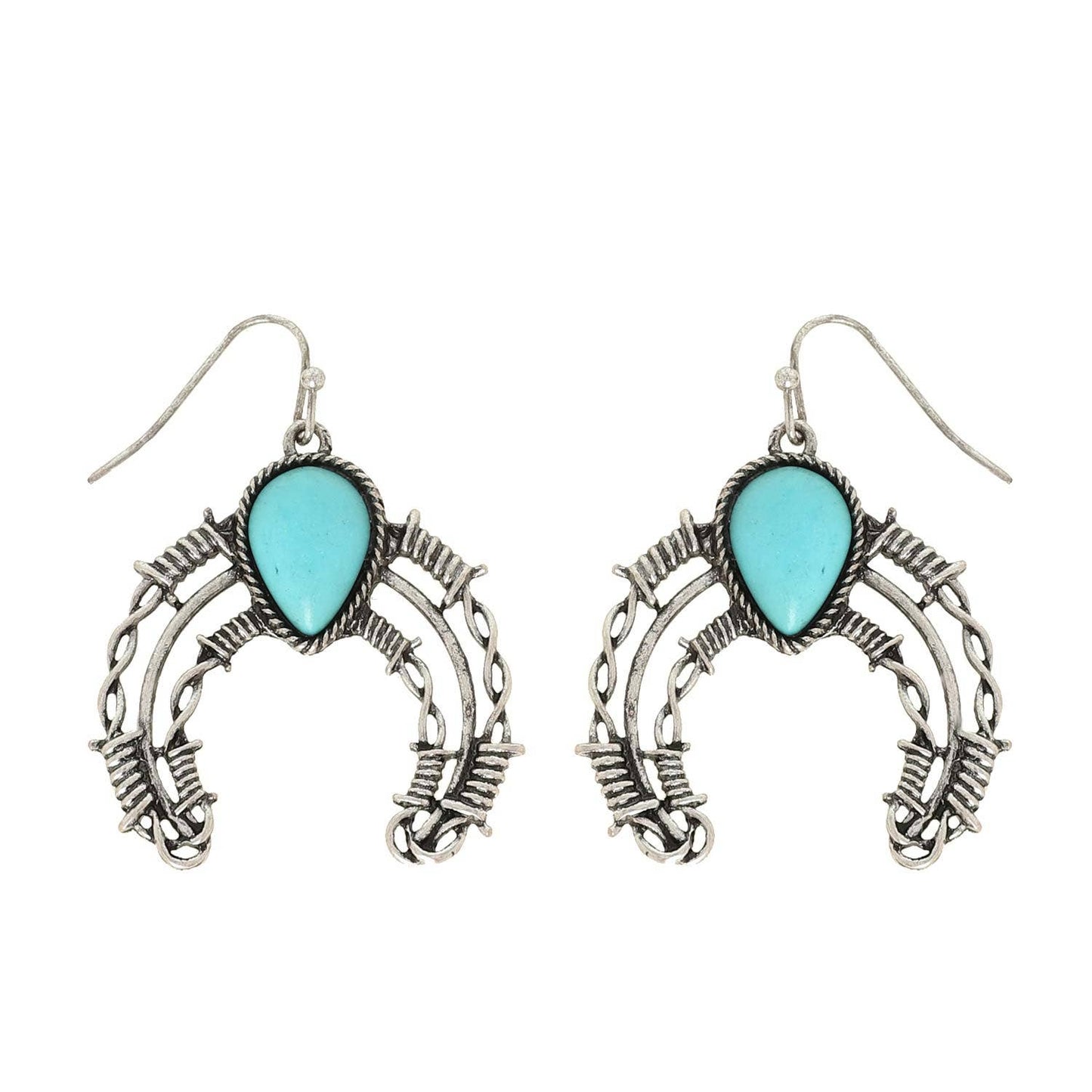 SP Sophia Collection - Western Arch Horseshoe Turquoise Drop Earrings