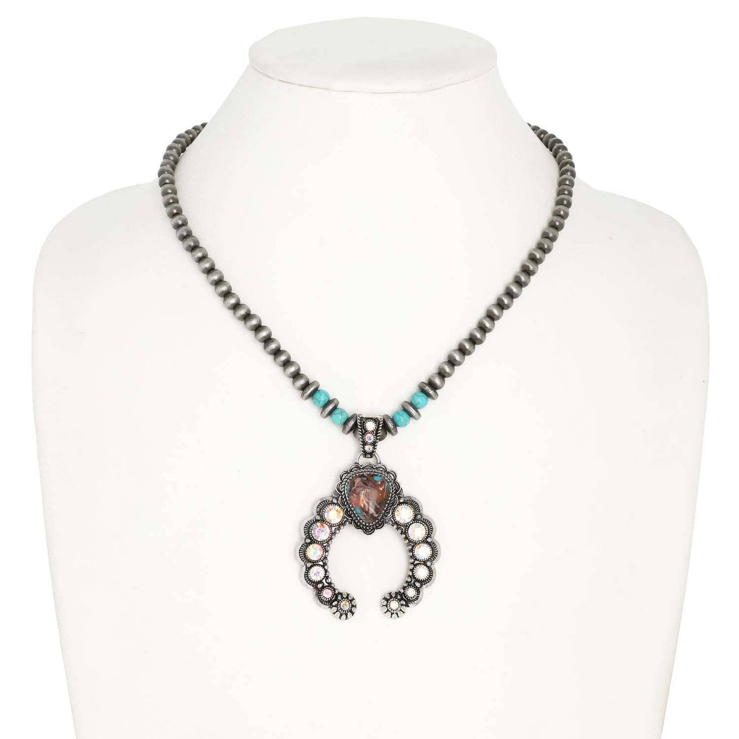 SP Sophia Collection - Western Turquoise Navajo Beaded Pendant Necklace