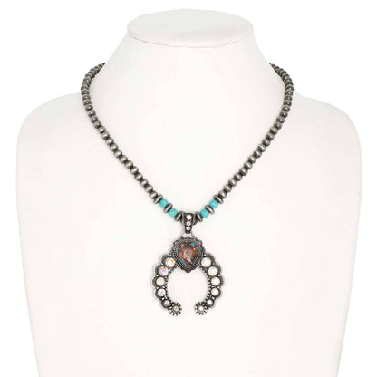 SP Sophia Collection - Western Turquoise Navajo Beaded Pendant Necklace