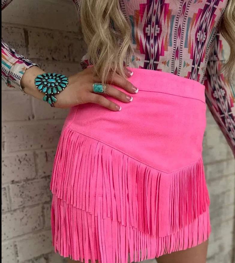 UNLADYLIQUE FRINGE SKIRT PINK - Unladylique