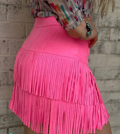 UNLADYLIQUE FRINGE SKIRT PINK - Unladylique