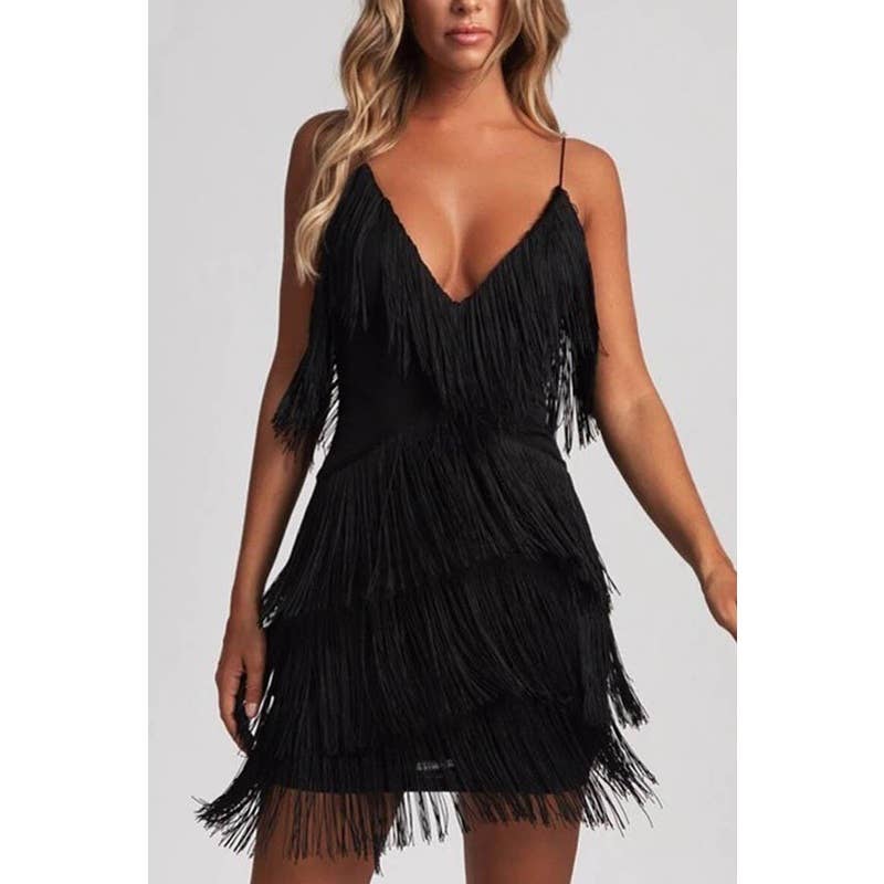 FRINGE TASSEL MINI DRESS - Unladylique