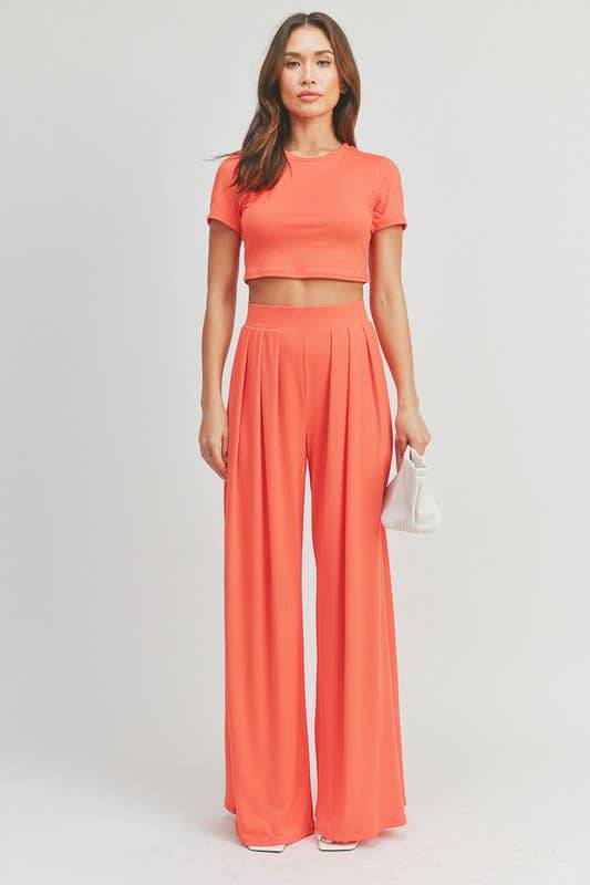 UNLADYLIQUE CROP TOP AND WIDE LEG PALAZZO PANTS SET - Unladylique