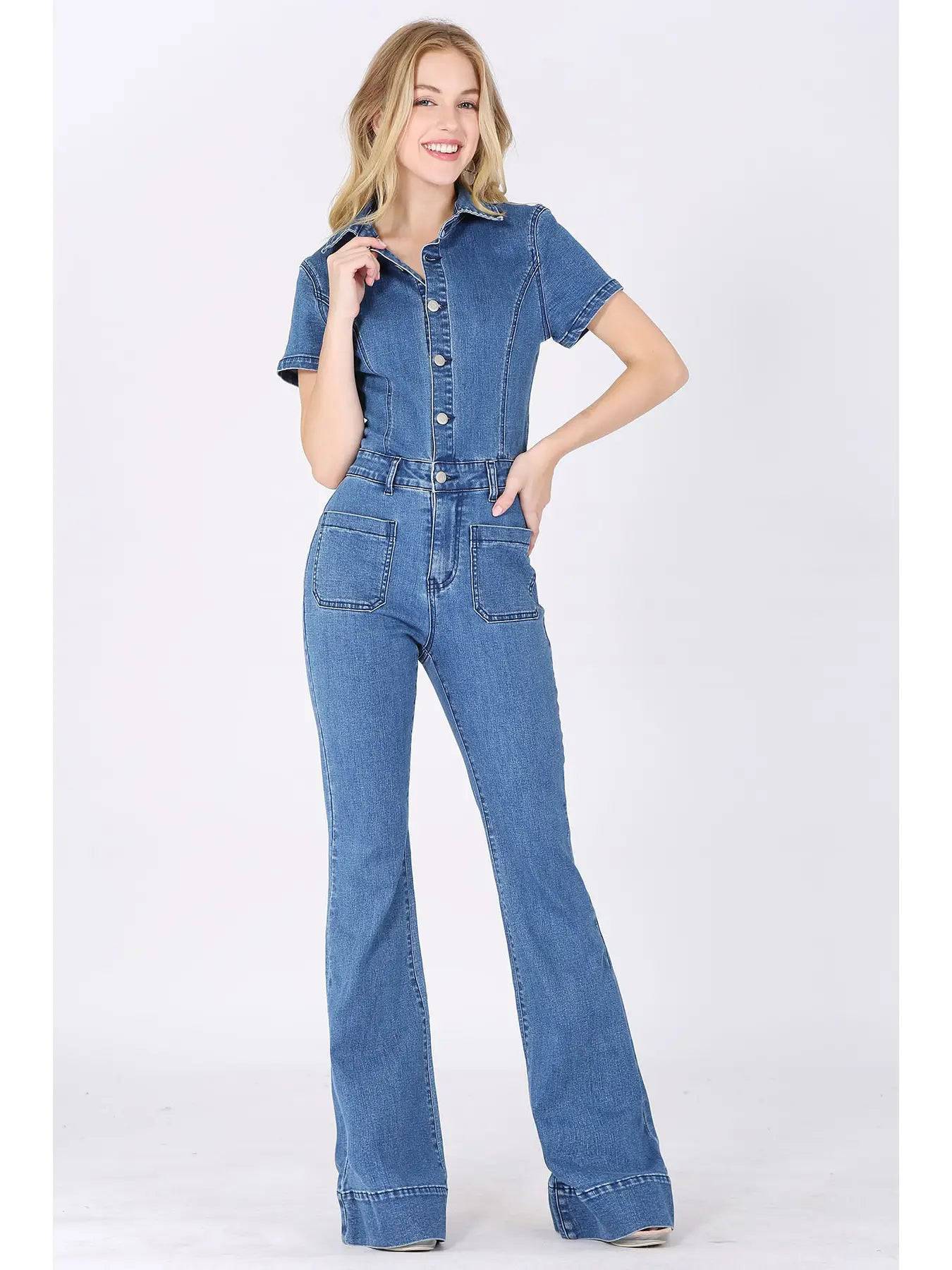 Unladylique Bell Bottom Jumpsuit - Denim - Unladylique