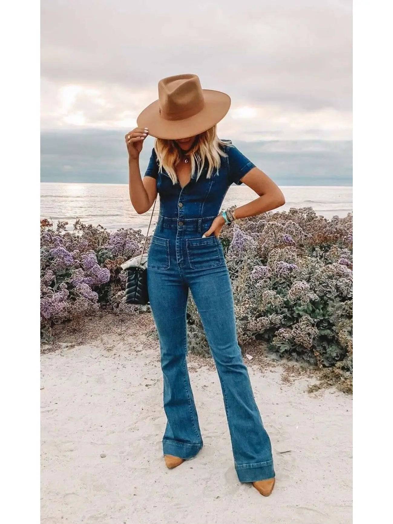 Unladylique Bell Bottom Jumpsuit - Denim - Unladylique