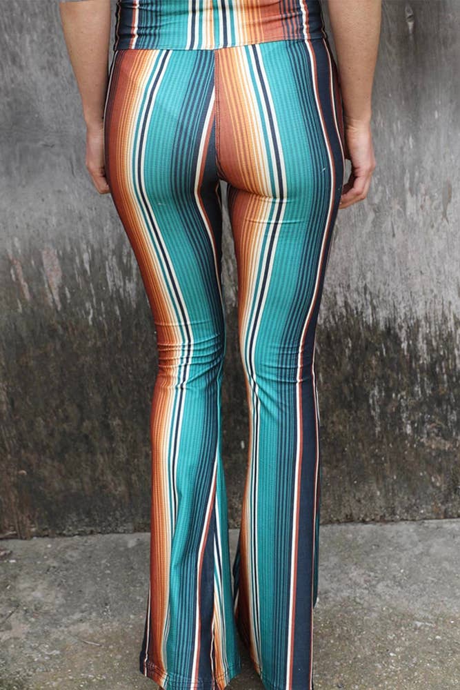 Unladylique Colorful Stripe High Waist Slim Flare Pants - Unladylique