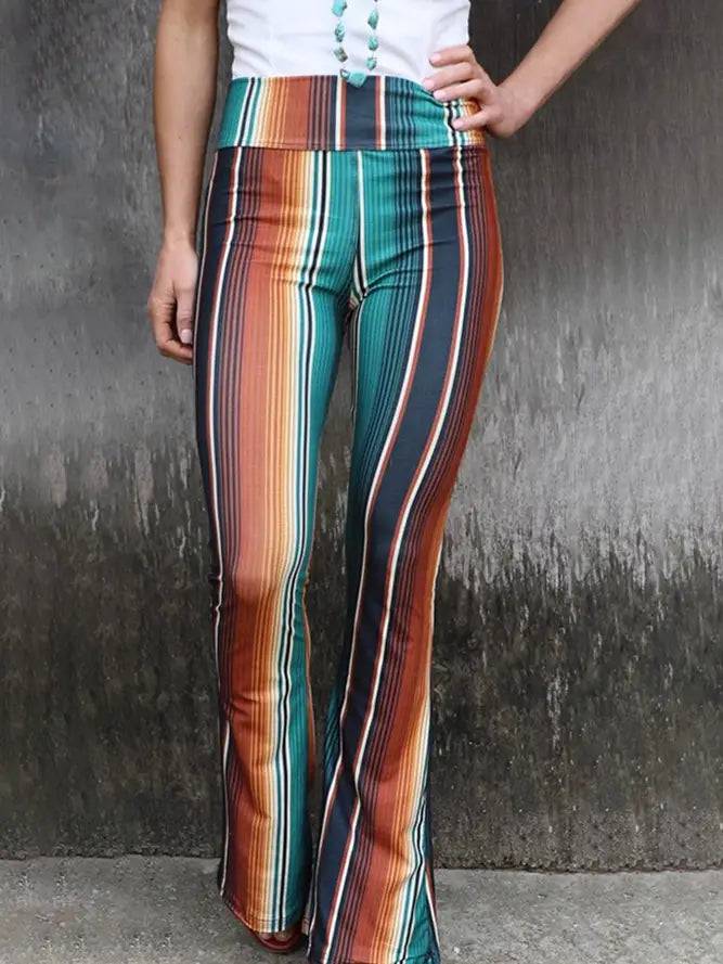 Unladylique Colorful Stripe High Waist Slim Flare Pants - Unladylique