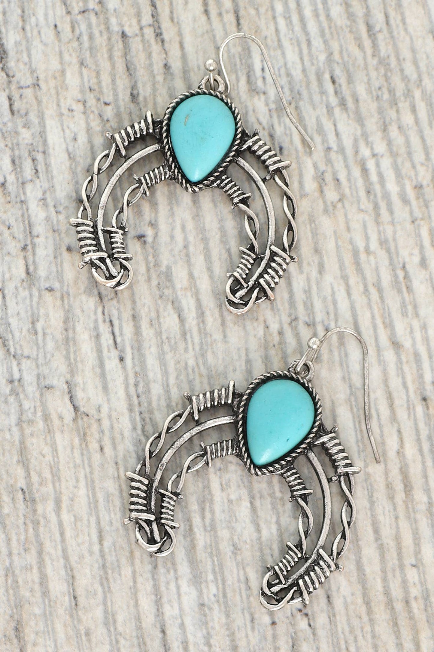 SP Sophia Collection - Western Arch Horseshoe Turquoise Drop Earrings