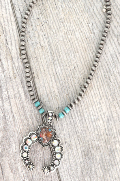 SP Sophia Collection - Western Turquoise Navajo Beaded Pendant Necklace