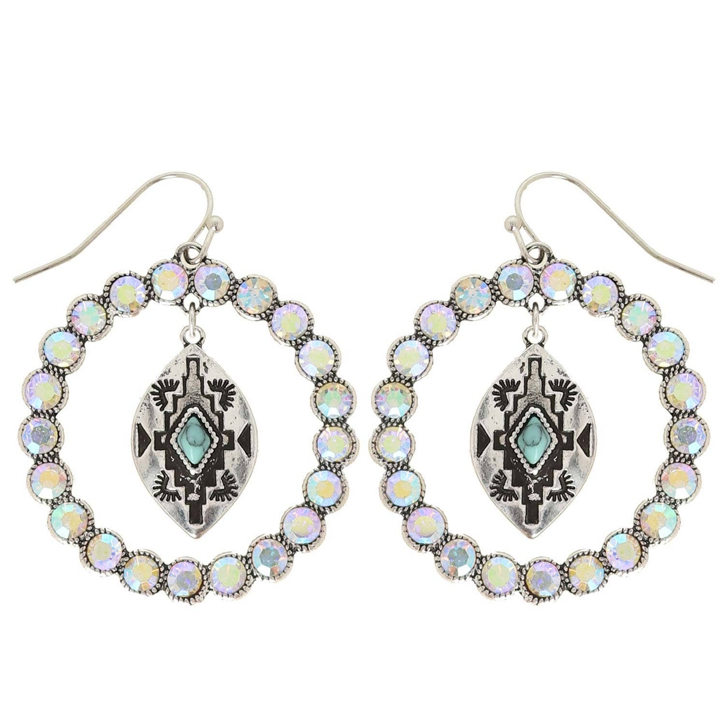 SP Sophia Collection - Western Turquoise Open Circle Drop Earrings: Iridescent