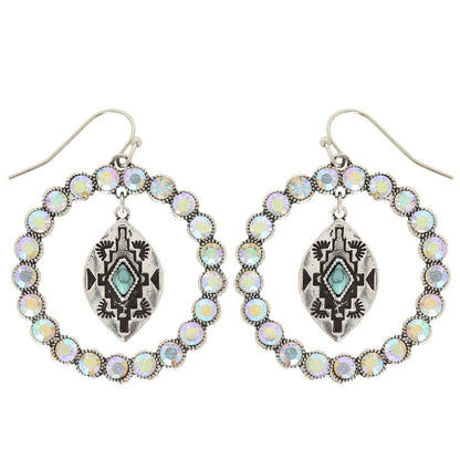 SP Sophia Collection - Western Turquoise Open Circle Drop Earrings: Iridescent