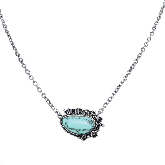 SP Sophia Collection - Western Turquoise Nurse Pendant Necklace